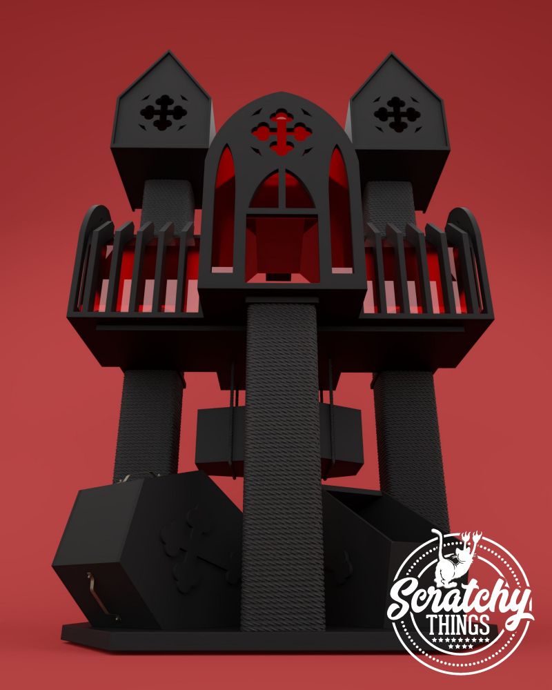 A giant cat tree. A gothical monstrosity and a statement piece
