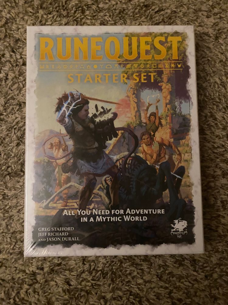 The Starter set for Runequest, still in packaging