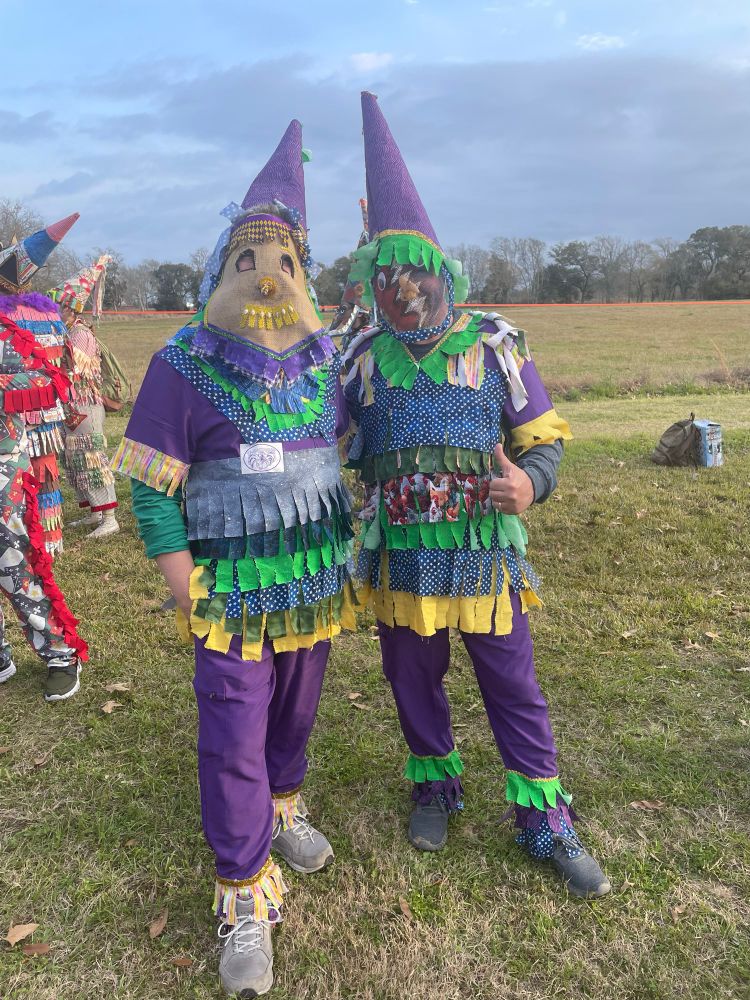 The Leopold brothers in costume at the Faquetaigue Courir de Mardi Gras (Cajun Mardi Gras Run) outside Eunice, Louisiana.