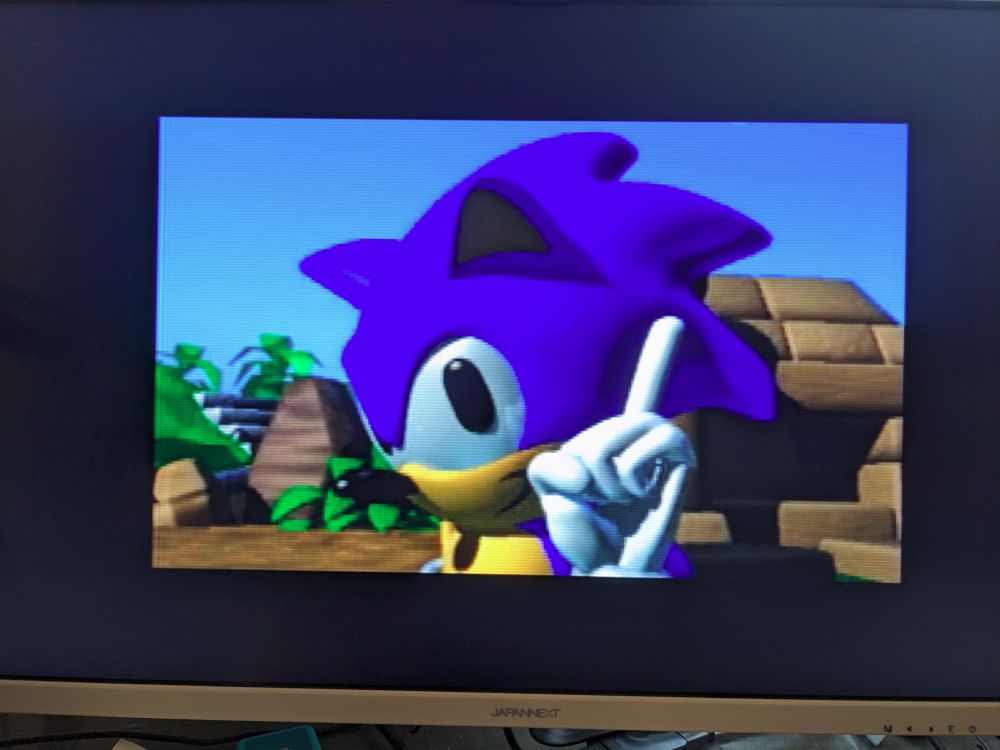 Ending screen with Sonic pointing up at the sky, indicating the location of our Lord Jesus Christ (Sonic is a roman catholic)