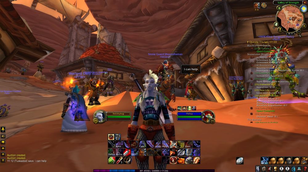 screenshot of world of warcraft, a troll warrior stands in orgrimmar