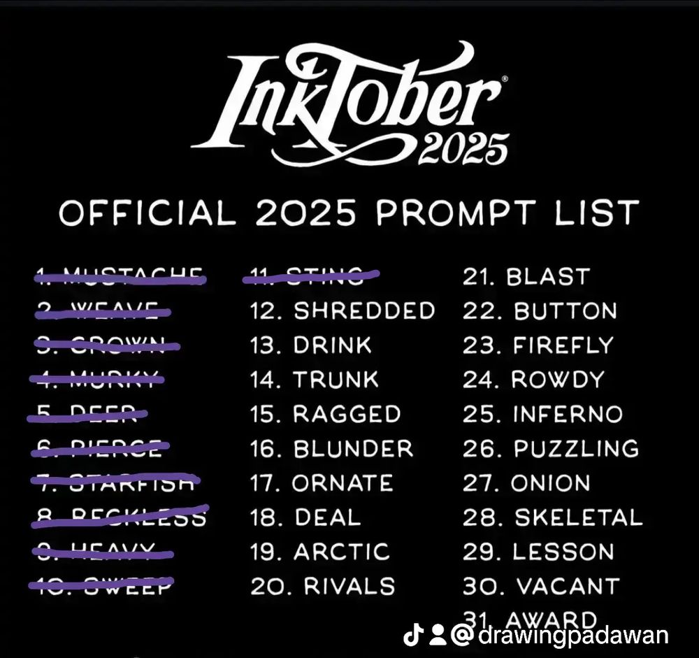 Listado de Inktober. 
