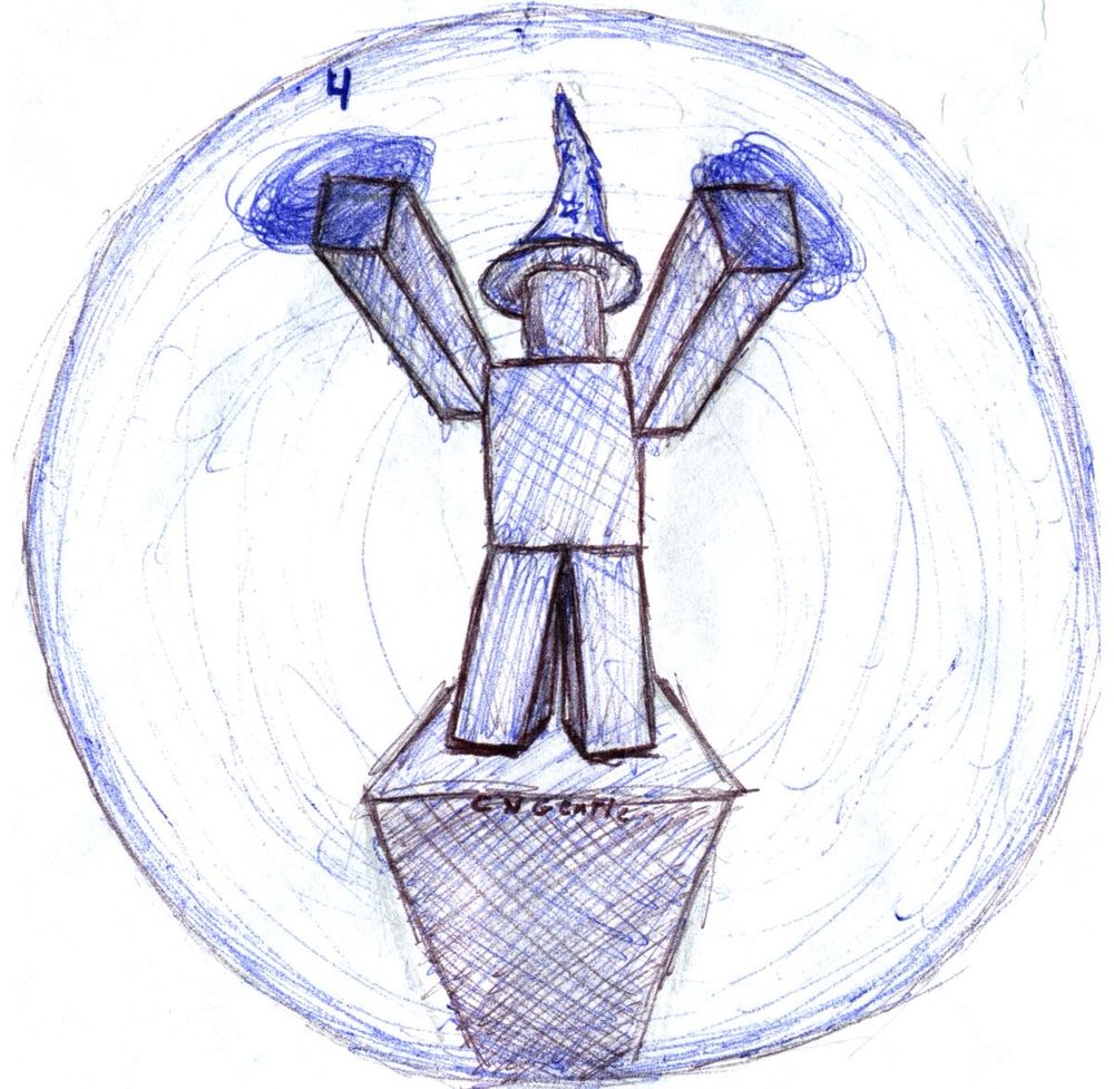 Roblox wizard character creating a shield spell.
