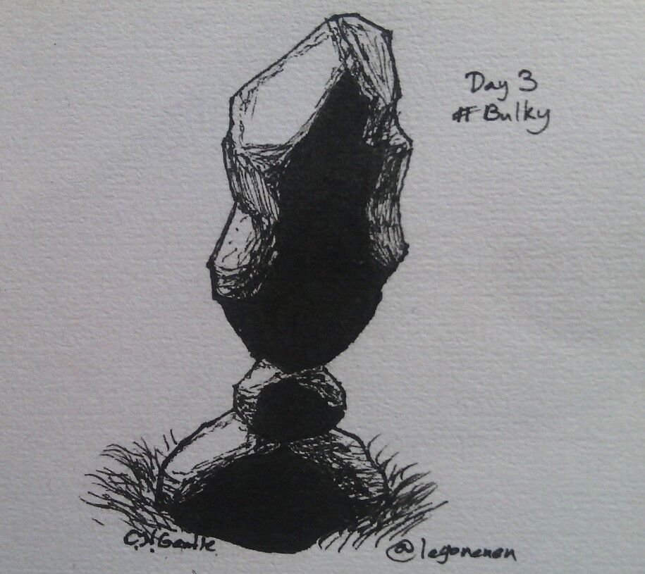 Standing stones (three stones of varying sizes, the medium on the bottom, small in the middle, large on top)