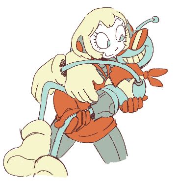 a rough drawing of two of my robot OCs, kristi and rick. kristi is carrying rick bridal-style while rick has her arms wrapped around kristi's shoulders, grinning up at her.