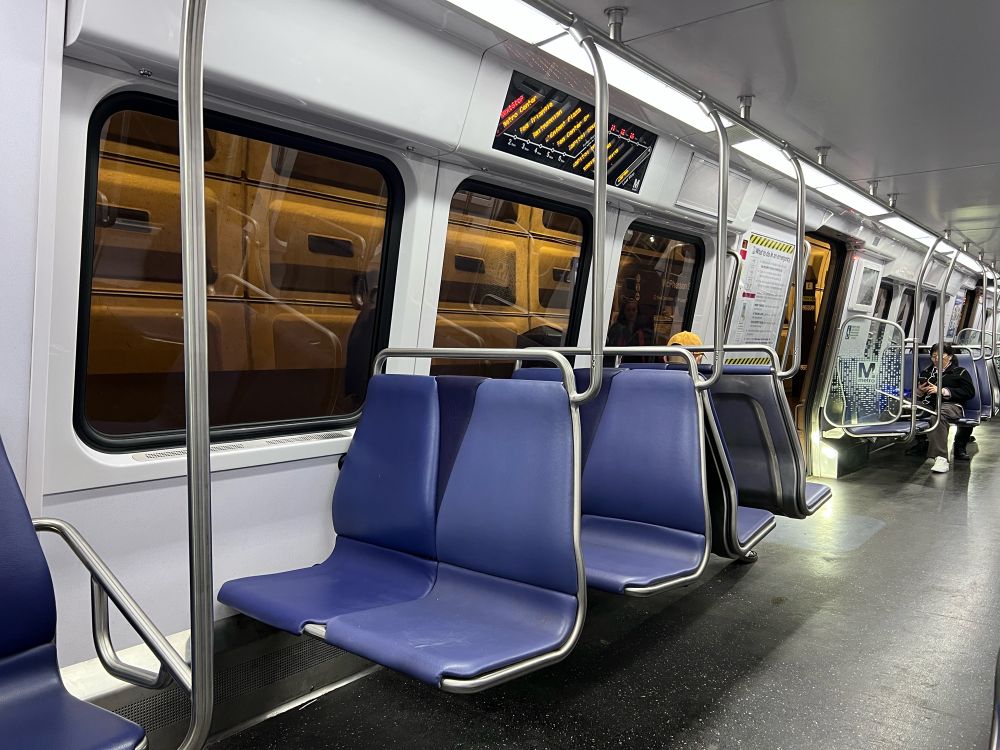 inside of a DC 7000 series rail car 