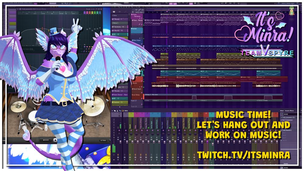 Stream Thumbnail, Minra Starlight Makes Music on her channel Twitch.tv/ItsMinra.