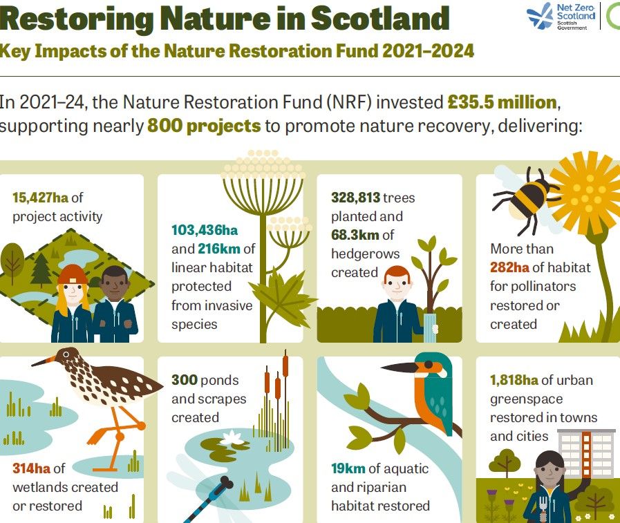 small infographics showing outputs of funded project activity