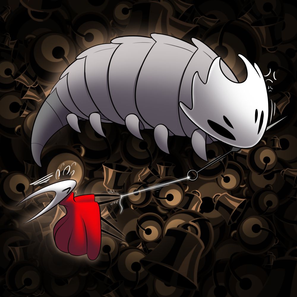 The Bell Beast wants to play with Hornet's Needle.

Hornet is struggling to get her nail back.