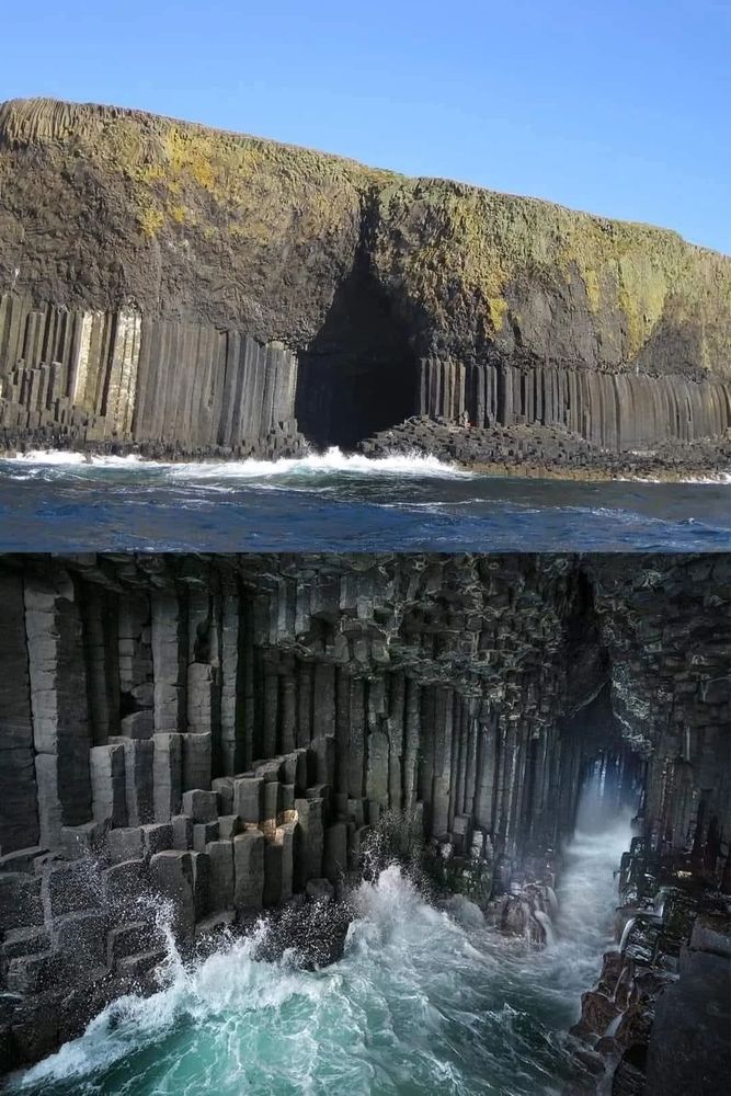 Fingal's Cave is a geological formation located on the uninhabited island of Staffa, in the Inner Hebrides of Scotland.

It is known for its extraordinary structure of hexagonal basalt columns, which were formed from rapidly cooled volcanic lava millions of years ago. The cave is approximately 72 meters long and is notable for its natural acoustics, giving it a cathedral-like quality.