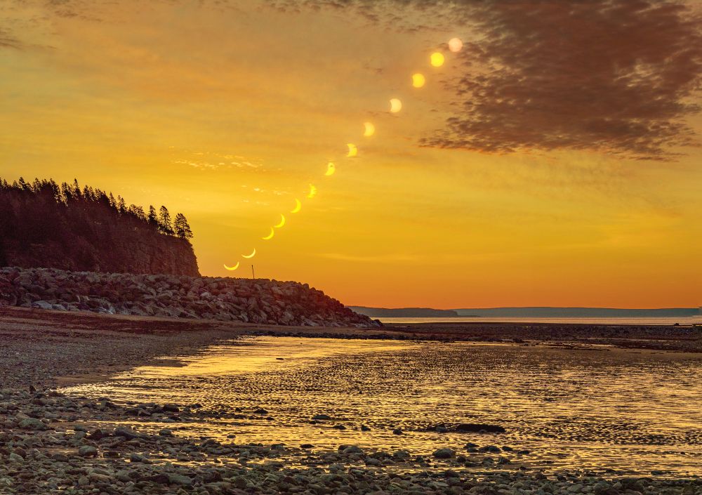 Partial solar eclipse at dawn