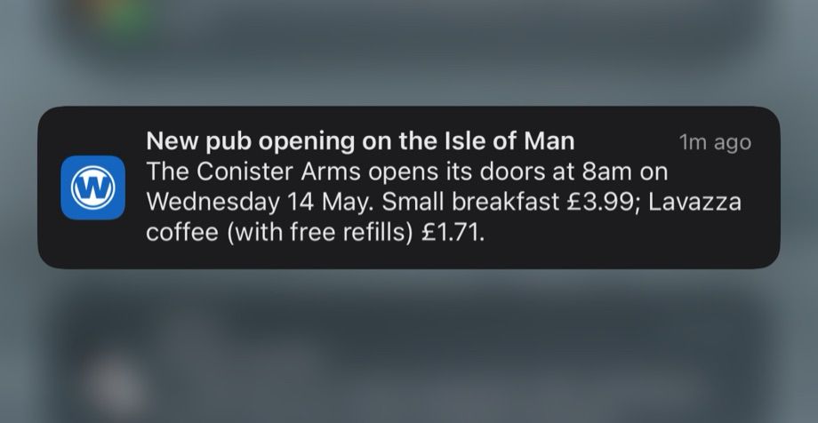 A spoons is opening on the Isle of Man on Wednesday 