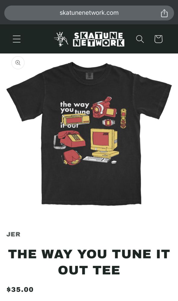Screen shot of the tune it out shirt on the skatune stor 