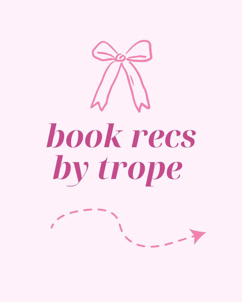 Baby Pink Background with "Book Recs by Tope" with dashed arrow pointing right. Pink bow at top. 