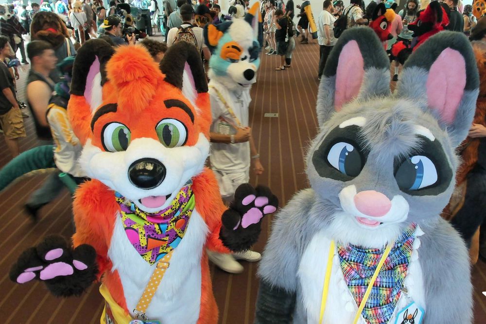 PyroTheFox and Scribbles in fursuit at Anthrocon