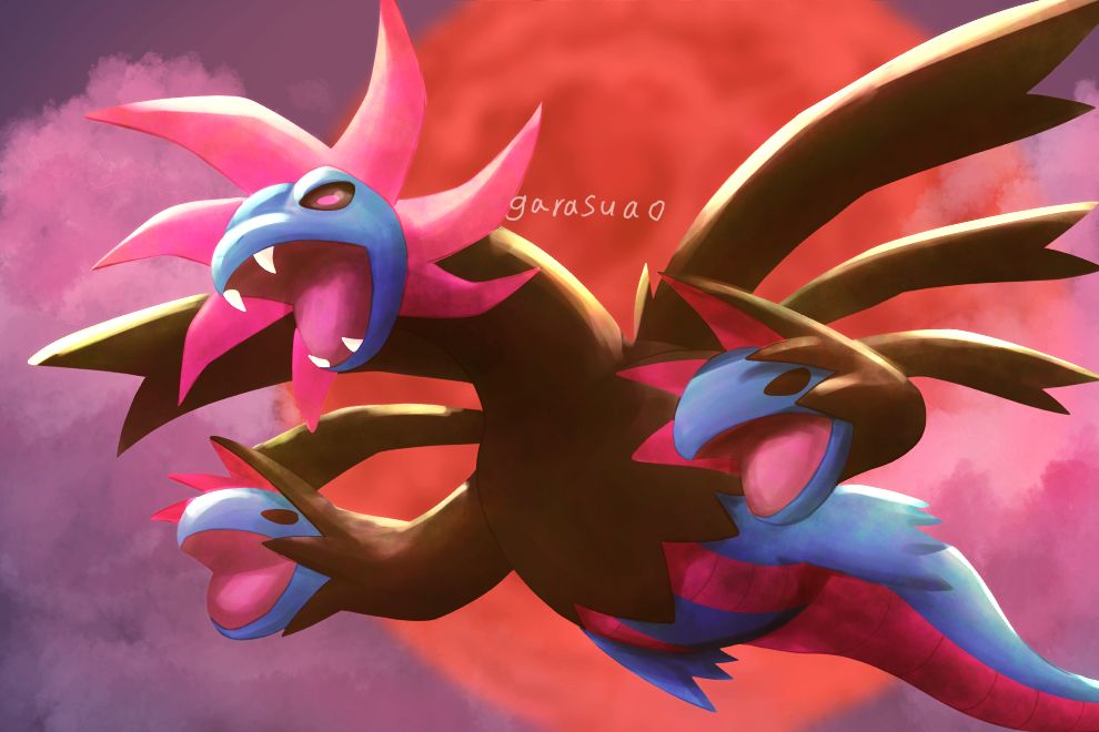 赤い月を背景にしたサザンドラ