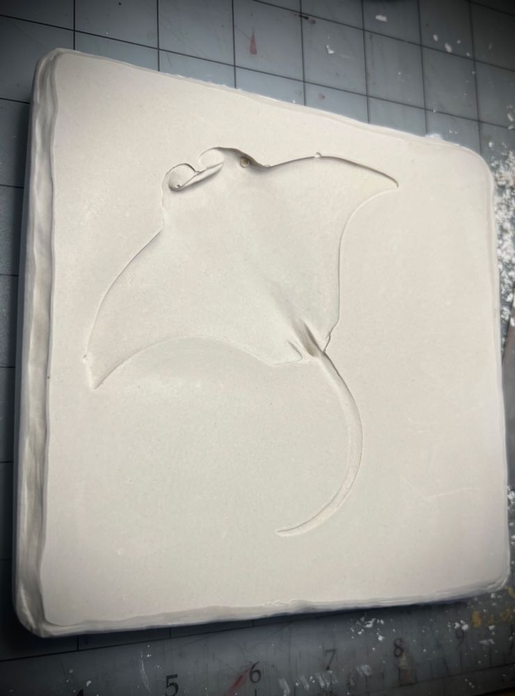 Plaster mold of original manta ray sculpture. 