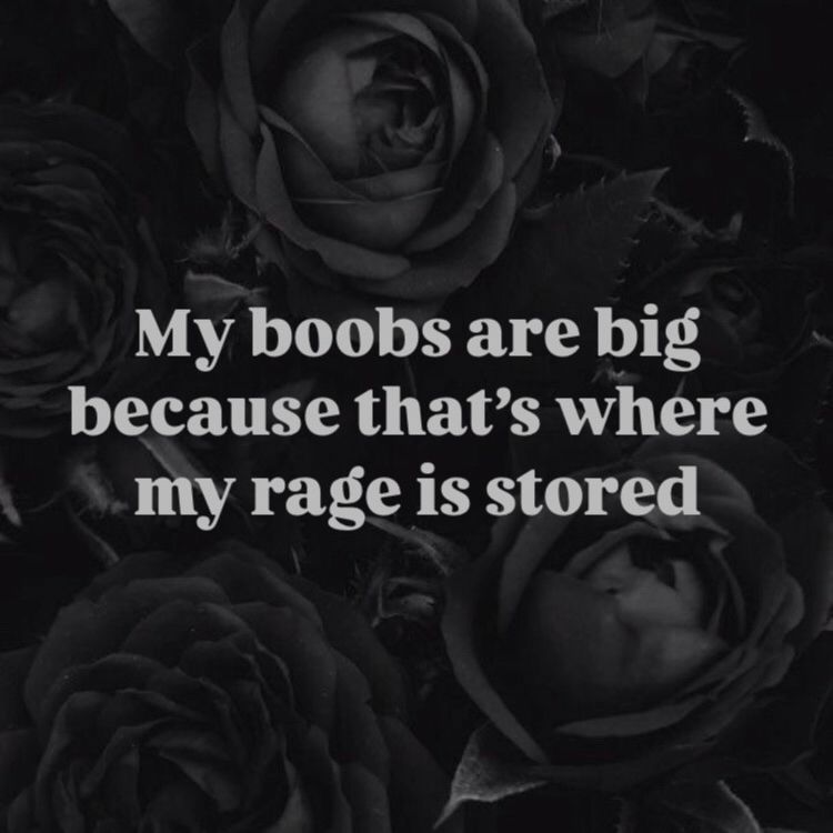 My boobs are big because that’s where my rage is stored 