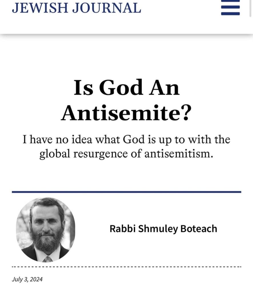 A real article written by rabid Zio Rabbi Shmuley Boteach that asks Is God An Antisemite?