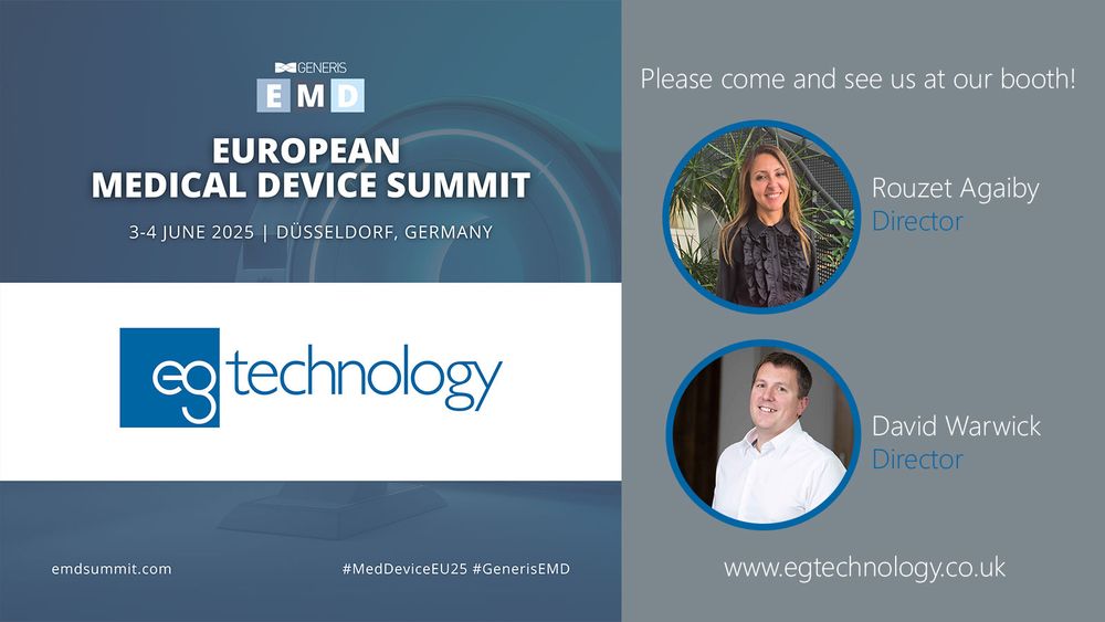 eg technology are pleased to be exhibiting at the Generis European Medical Device Summit