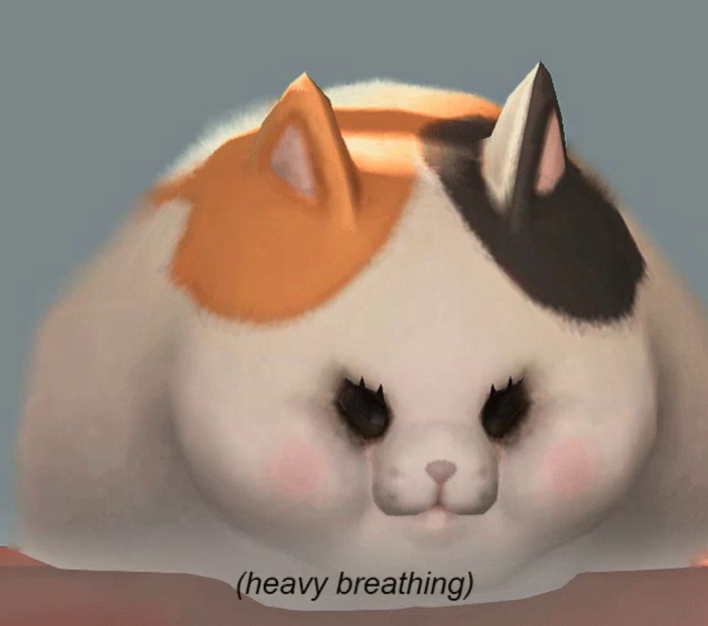 a drawing of a cat with a caption that says " heavy breathing "