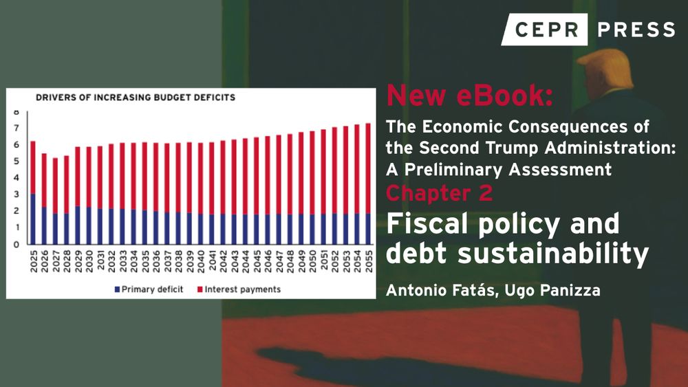 Graph of the drivers of increasing US budget deficits. Interest payments are rising while primary deficits have remained steady.

Antonio Fatas and Ugo Panizza write chapter 2 of the new CEPR eBook, The Economic Consequences of the Second Trump Administration: A Preliminary Assessment.