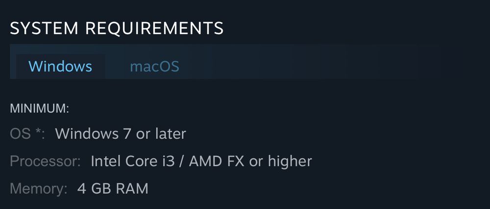 Alt text indicating that the game runs on Windows and MacOS, but not Linux 