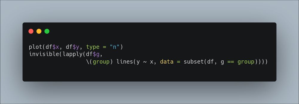 base R plot to draw lines per group, it uses lapply.