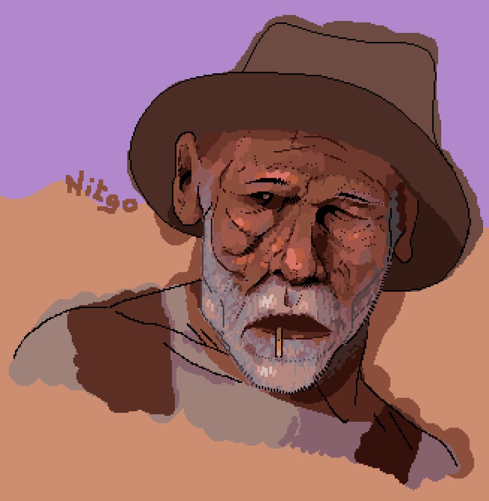 Older black man with a hat..