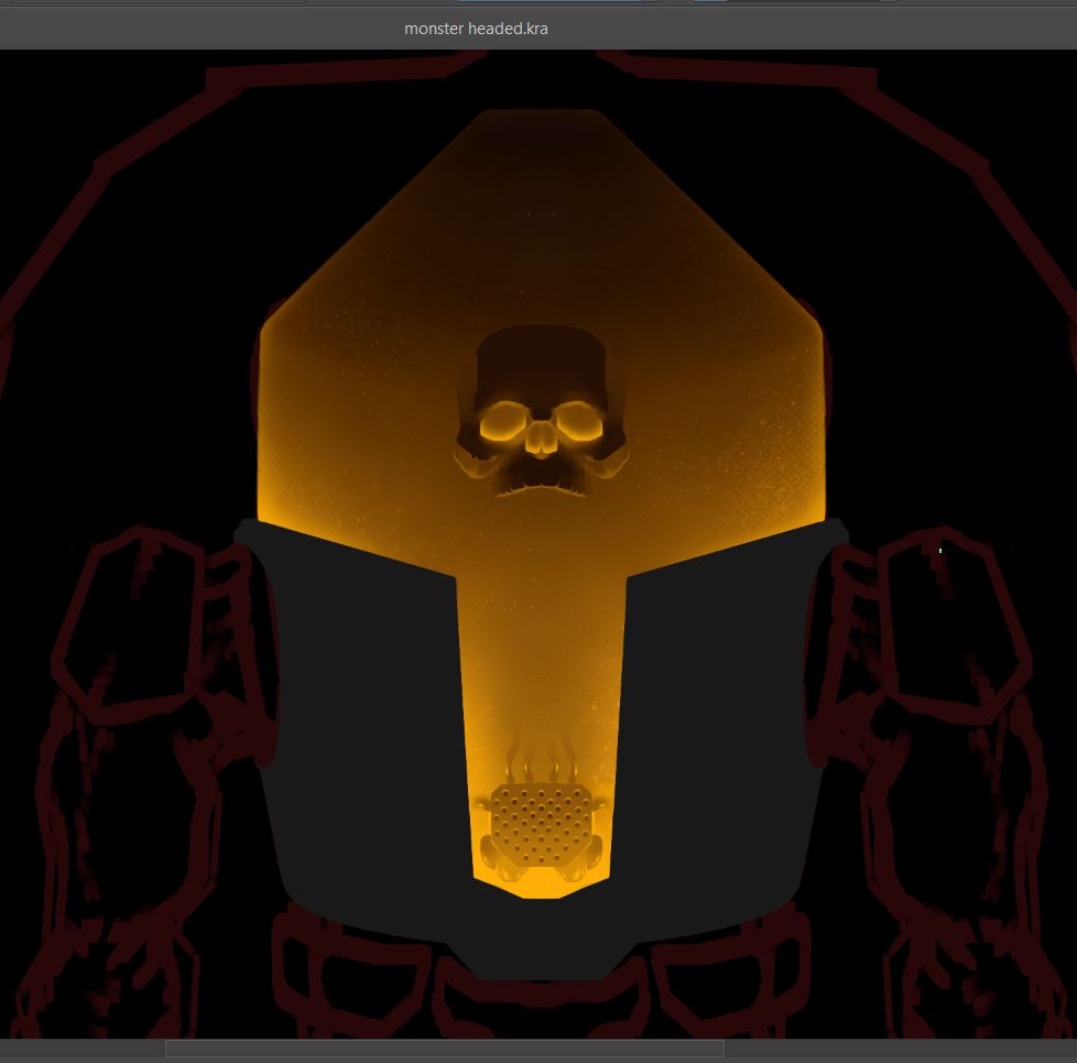 This is a sketch of a drawing of a floating skull in a yellow resin like substance that's also gooey on the inside.