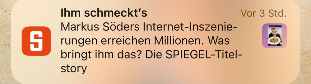 Ihm schmeckt's
Markus Söders Internet-Inszenie-rungen erreichen Millionen. Was bringt ihm das? Die SPIEGEL-Titel-story