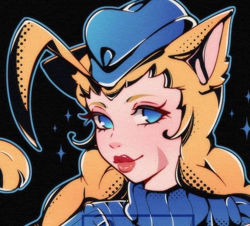 Close up illustration of Cammy from Street Fighter in her bye outfit with cat ears. 