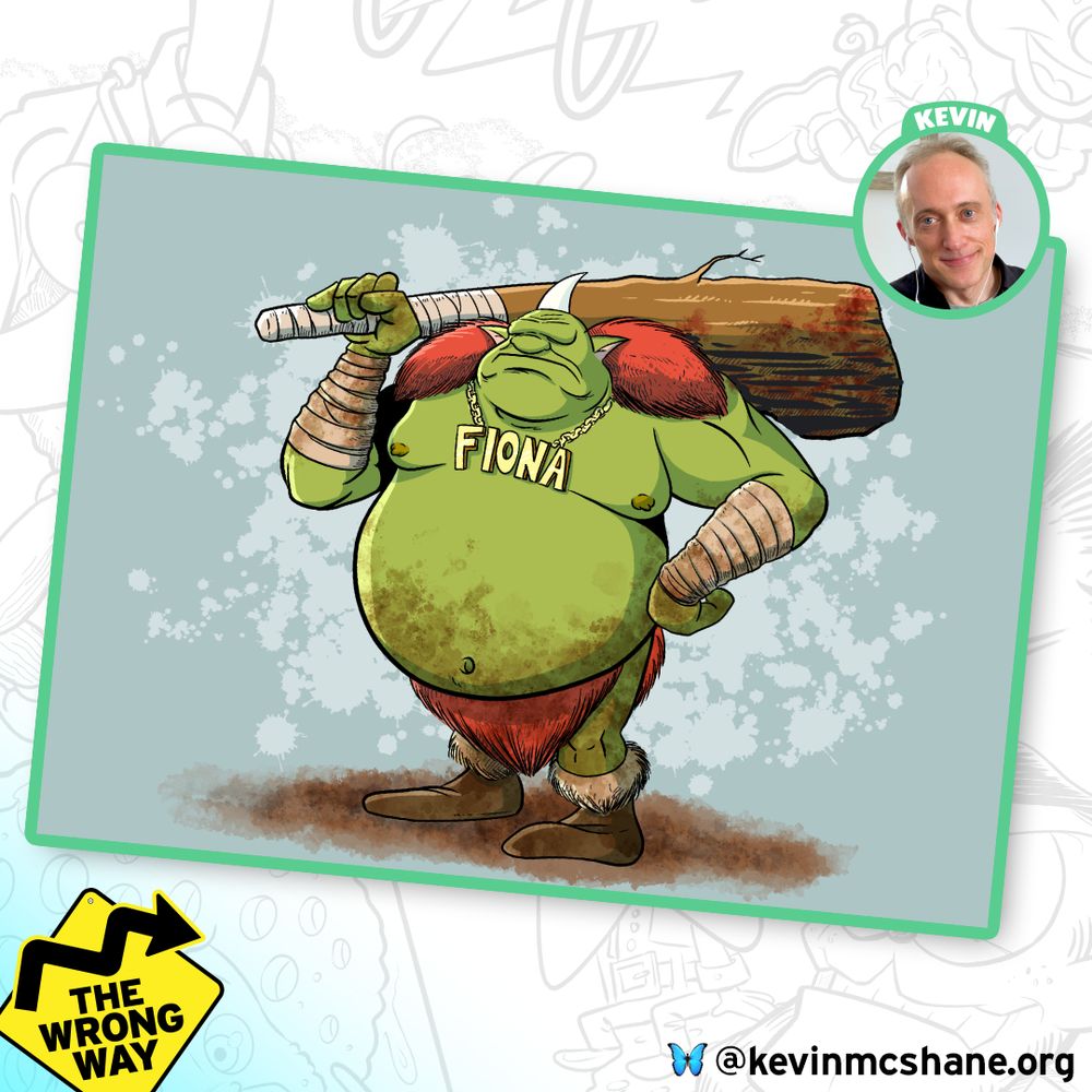 Kevin's drawing of Shrek The Wrong Way, with his huge club and weird hands