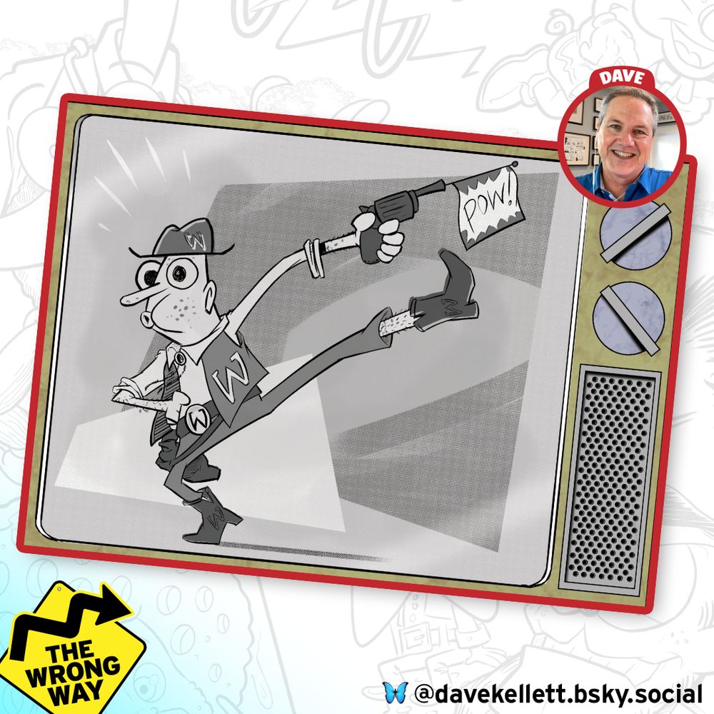 Dave's drawing of Woody The Wrong Way – inspired by the UPA animation style