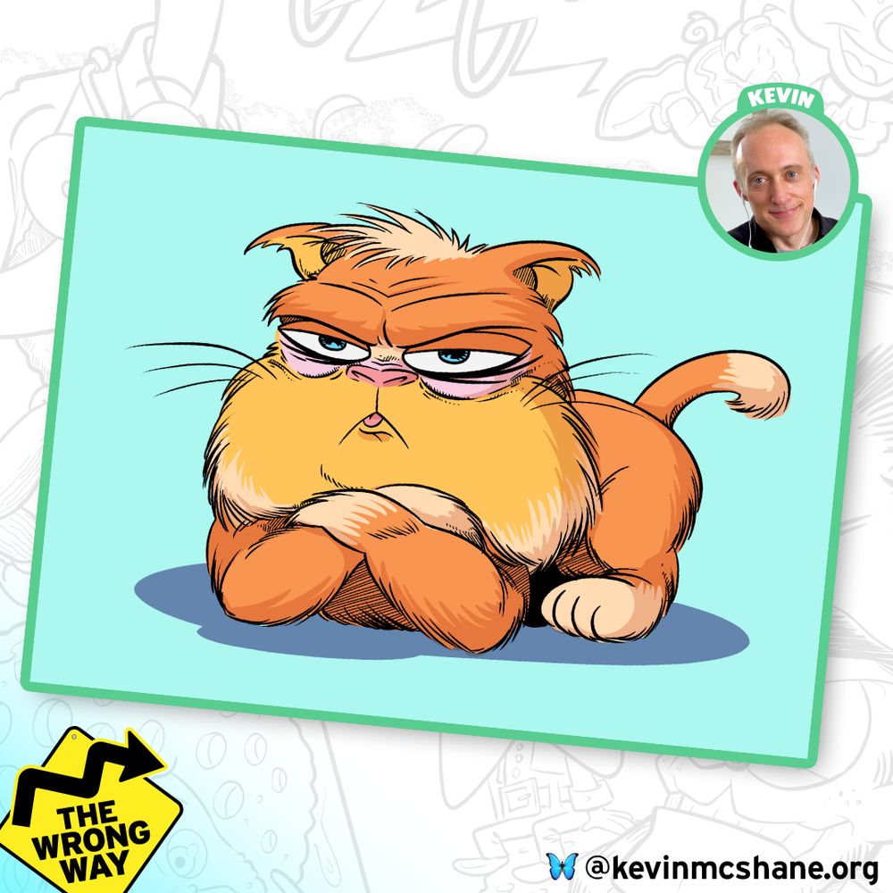 Kevin's drawing of Garfield The Wrong Way - which is just Grumpy Cat