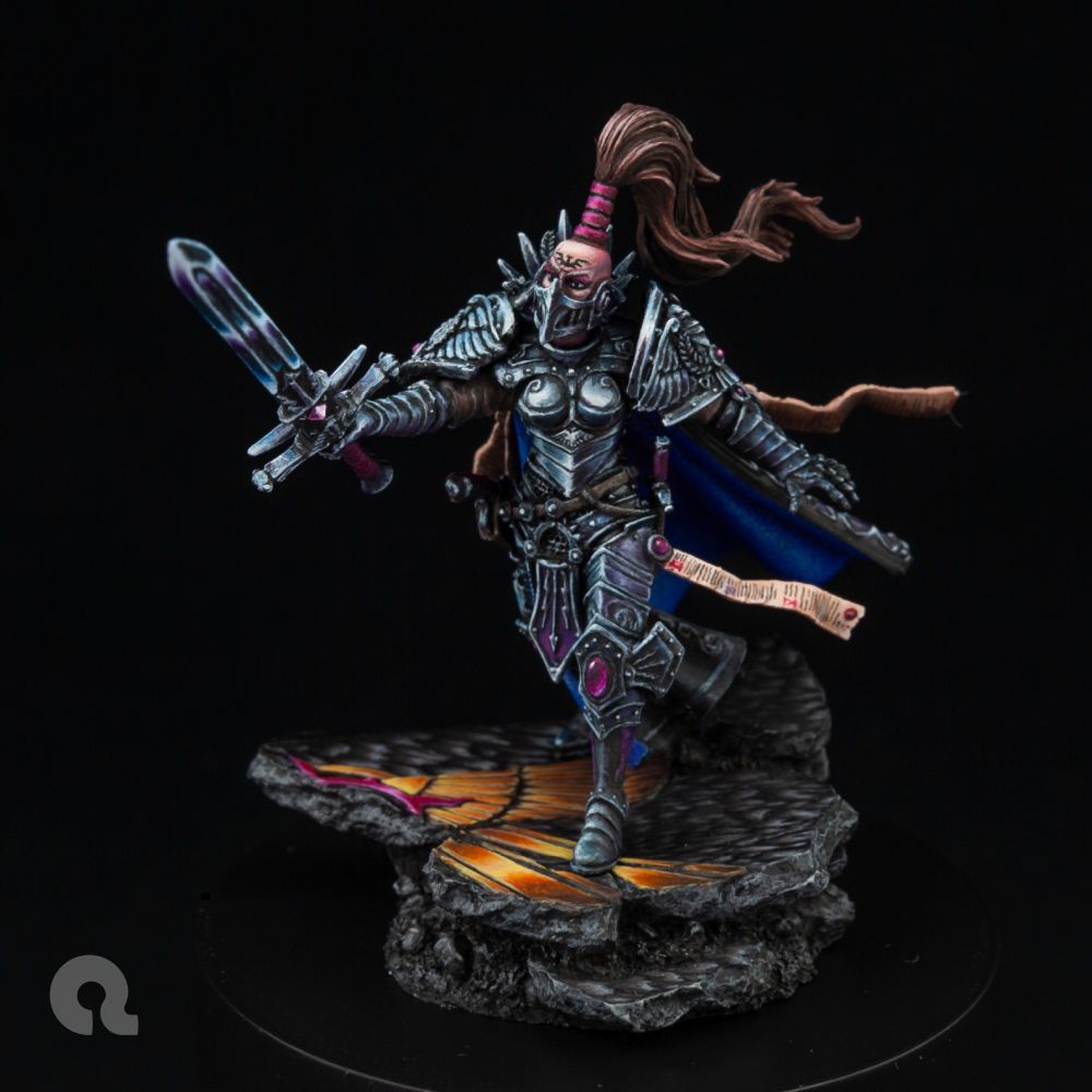 Fully painted miniature of Jenetia Krole, Knight-Commander of the Sisters of Silence during the Horus Heresy up until the Siege of Terra. - Front-side view