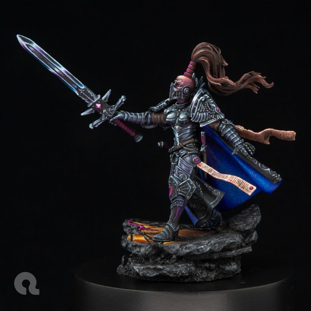 Fully painted miniature of Jenetia Krole, Knight-Commander of the Sisters of Silence during the Horus Heresy up until the Siege of Terra. - Left side view