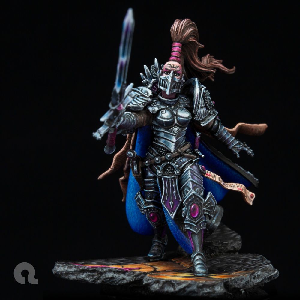 Fully painted miniature of Jenetia Krole, Knight-Commander of the Sisters of Silence during the Horus Heresy up until the Siege of Terra. - Front view