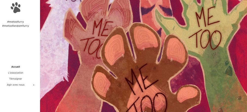 Capture d'écran de la page d'accueil du site internet metoo fandom furry