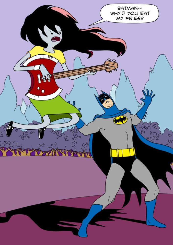 Marceline bedevils Batman and asks the musical question, “Why’d you eat my fries?”