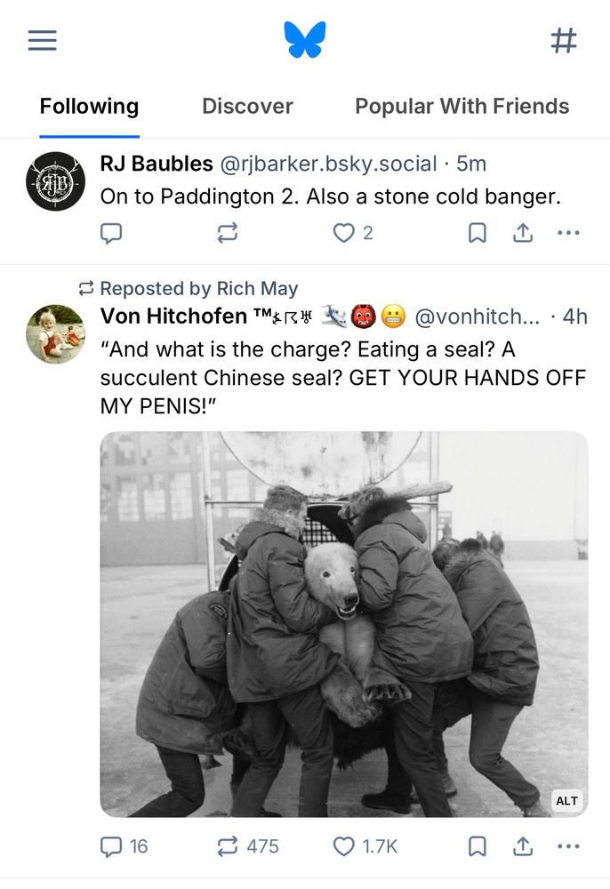 A screenshot of a BlueSky feed. Bears feature. 