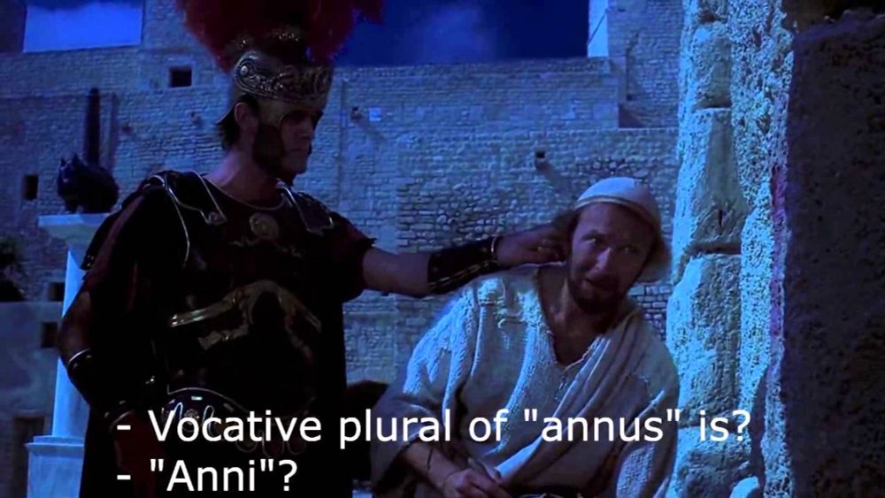 Life of Brian graffiti scene with subtitles