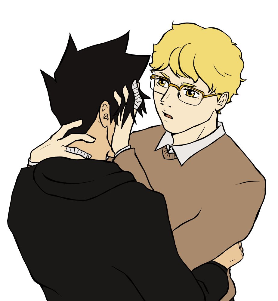 A digital drawing of Tsukishima and Kuroo from Haikyuu!!