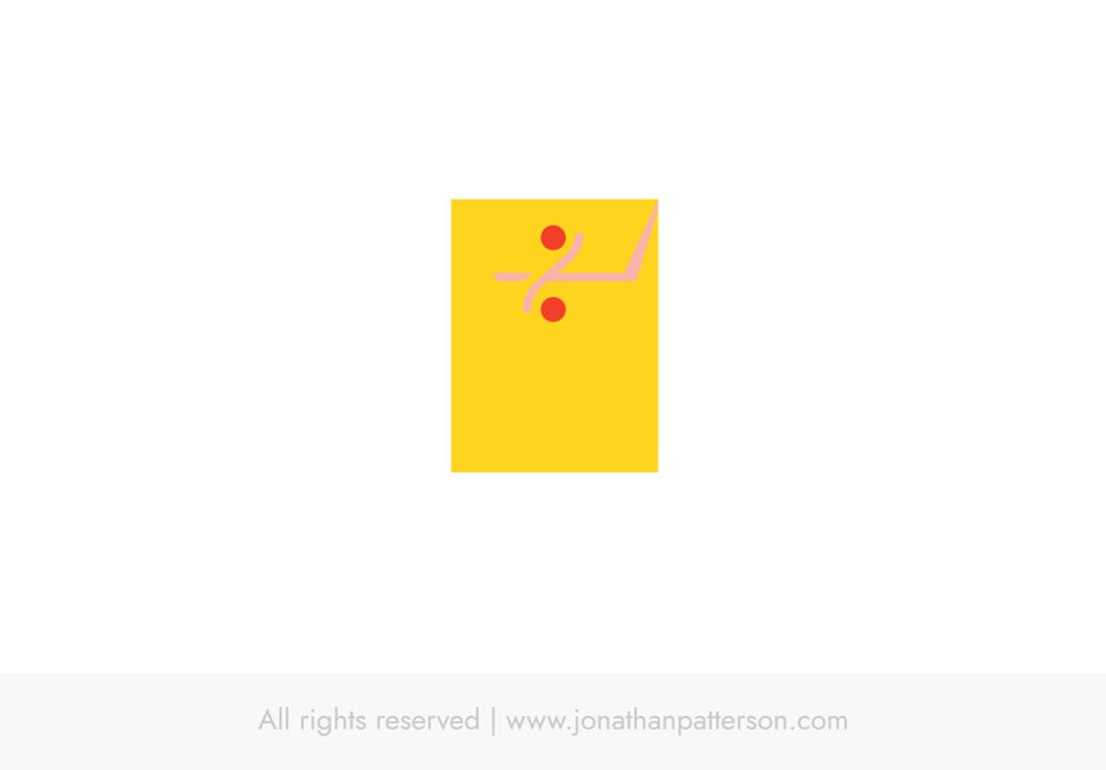 A yellow folder with two red closures and a pink string