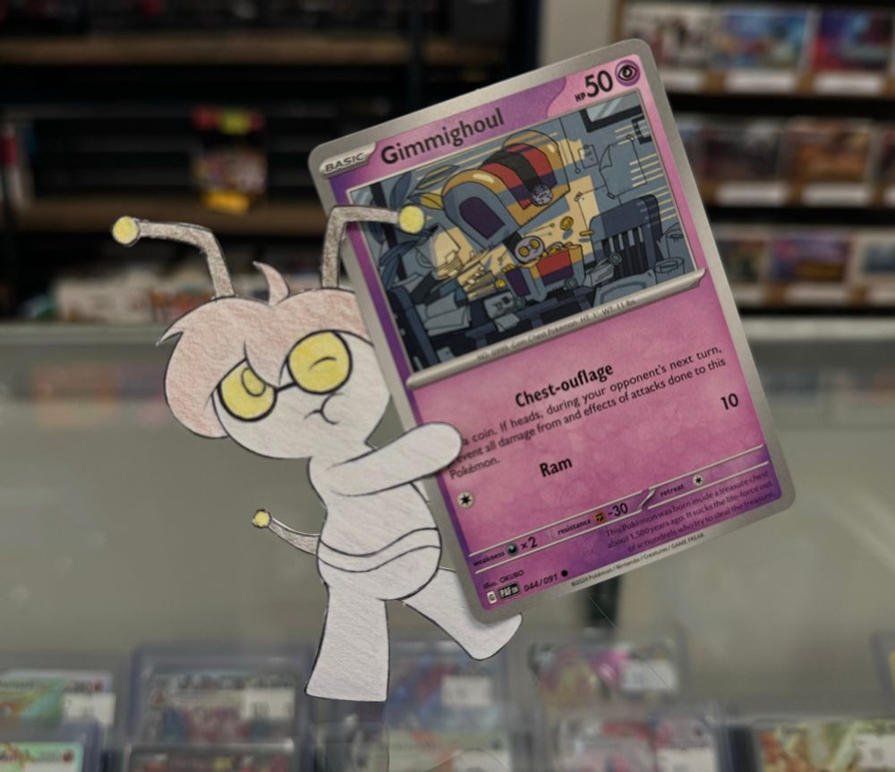 Silly little J-immighoul struggles to carry a card of his namesake.