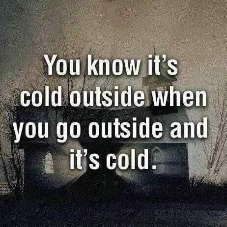 Meme that says "You know it's cold outside when you go outside and it's cold."