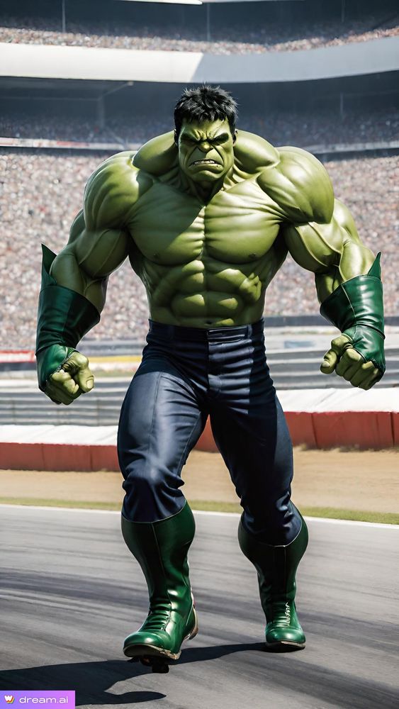 The Hulk at the race track