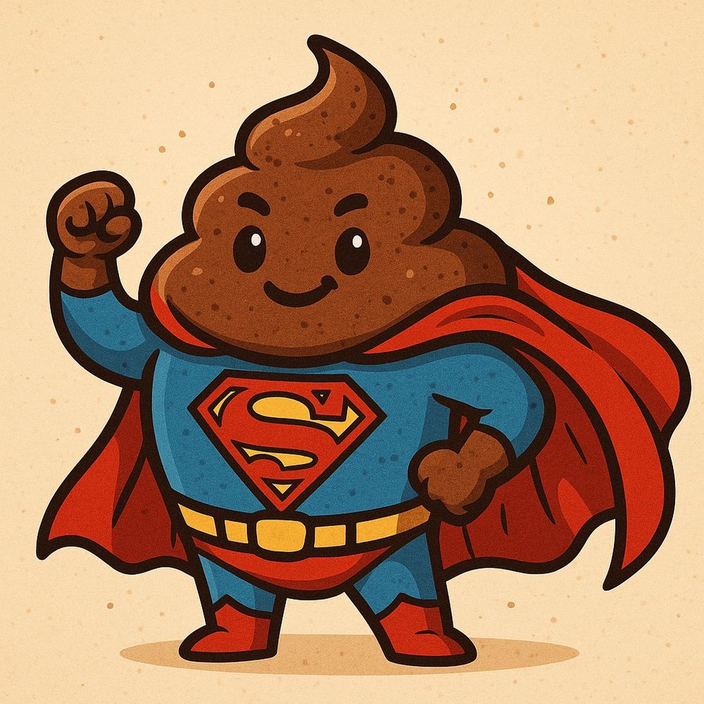 Pile of manure wearing a Superman costume 

