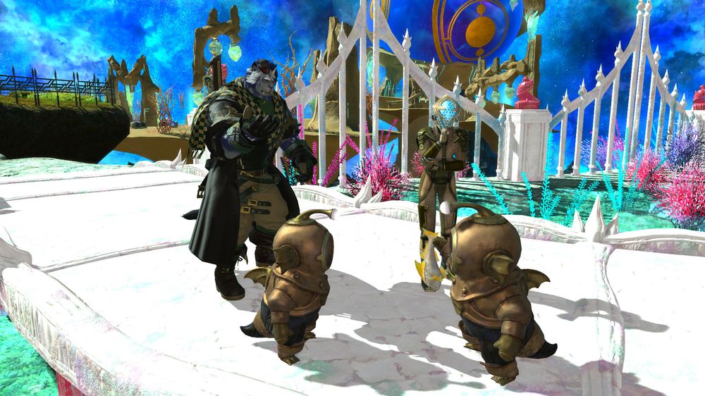 "Even in the farthest reaches of the universe, bonds can still be formed. There's more you have in common than what divides you." That's Edgar said as he smoothes over a heated discussion over which fish tastes best between these two lost souls reconstructed by dynamis. Another soul watches perplexed as she thinks all fish tastes the same in her rations.