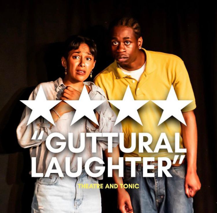 ‘Guttural laughter’ 4 star review Theatre and Tonic for I Fucked You in My Spaceship. 2 people with a look of comical concern on their faces. 